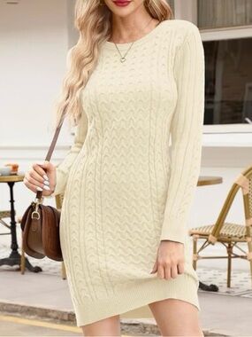 New without tags Spadehill Cream Cable Knit Long Sleeve Sweater Dress. Size 2XL